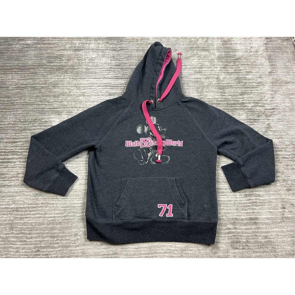 Disney Hoodie Womens Medium Gray Long Sleeve Cotton Blend